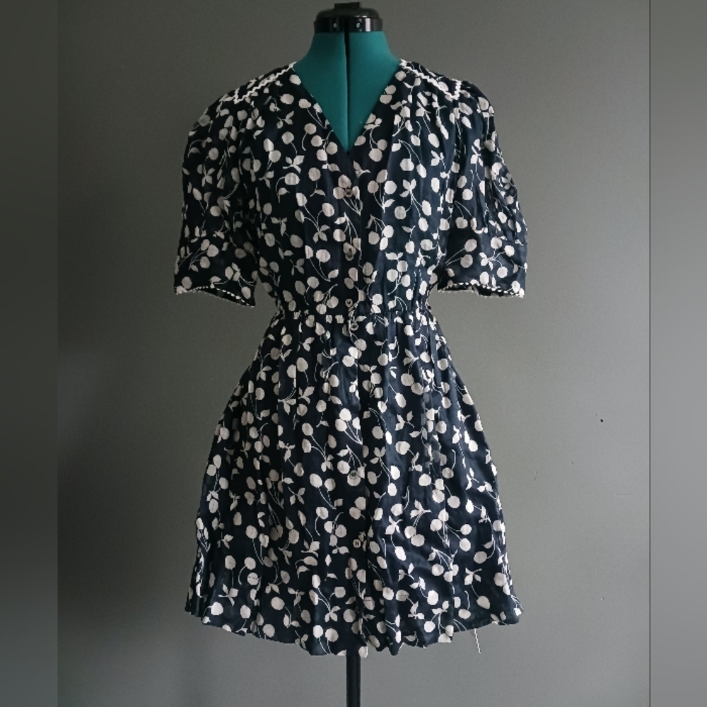 NWT SEA New York Cheri Print Dress Size 10, Navy